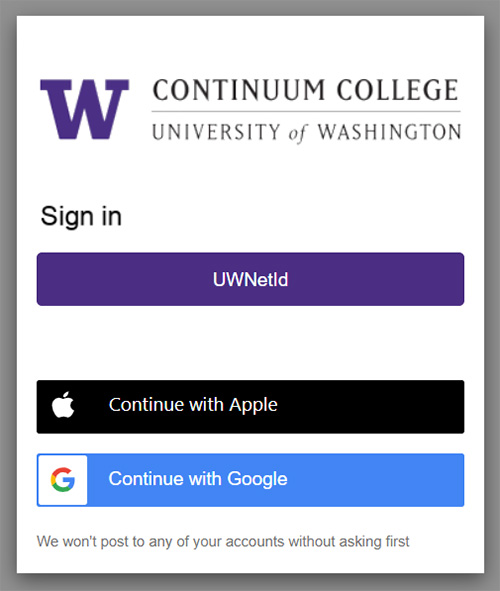 mycontinuum app login screen