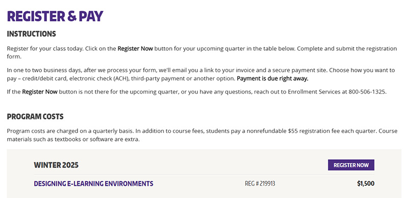 registration and payment instructions